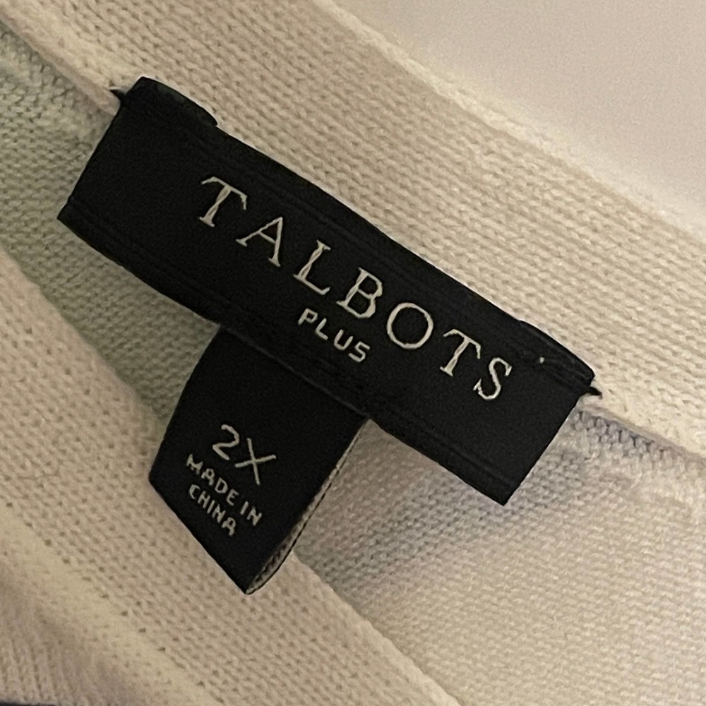 Talbots Plus Colorful Tropical Top Womens Size 2X V-Neck Tie Hem Casual Tee - Picture 8 of 11
